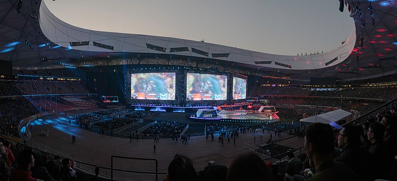 The stage for the 2017 League of Legends World Championship Finals held in the Beijing National Stadium, China, tags: select indian 2022 asian - CC BY-SA