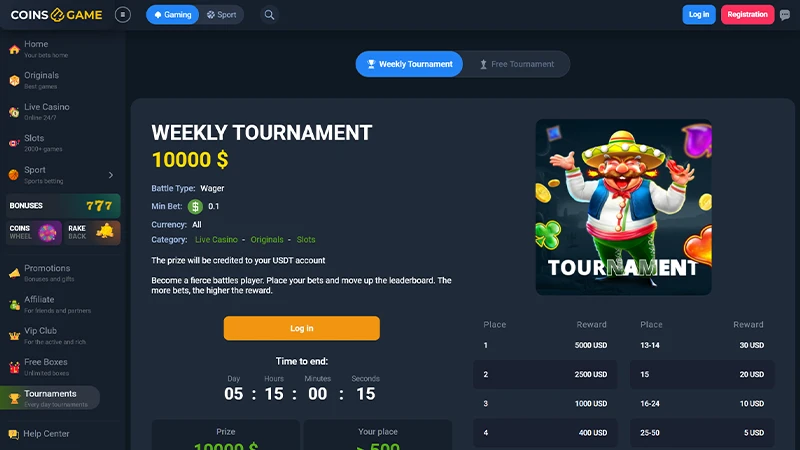 coins.game weekly tournaments